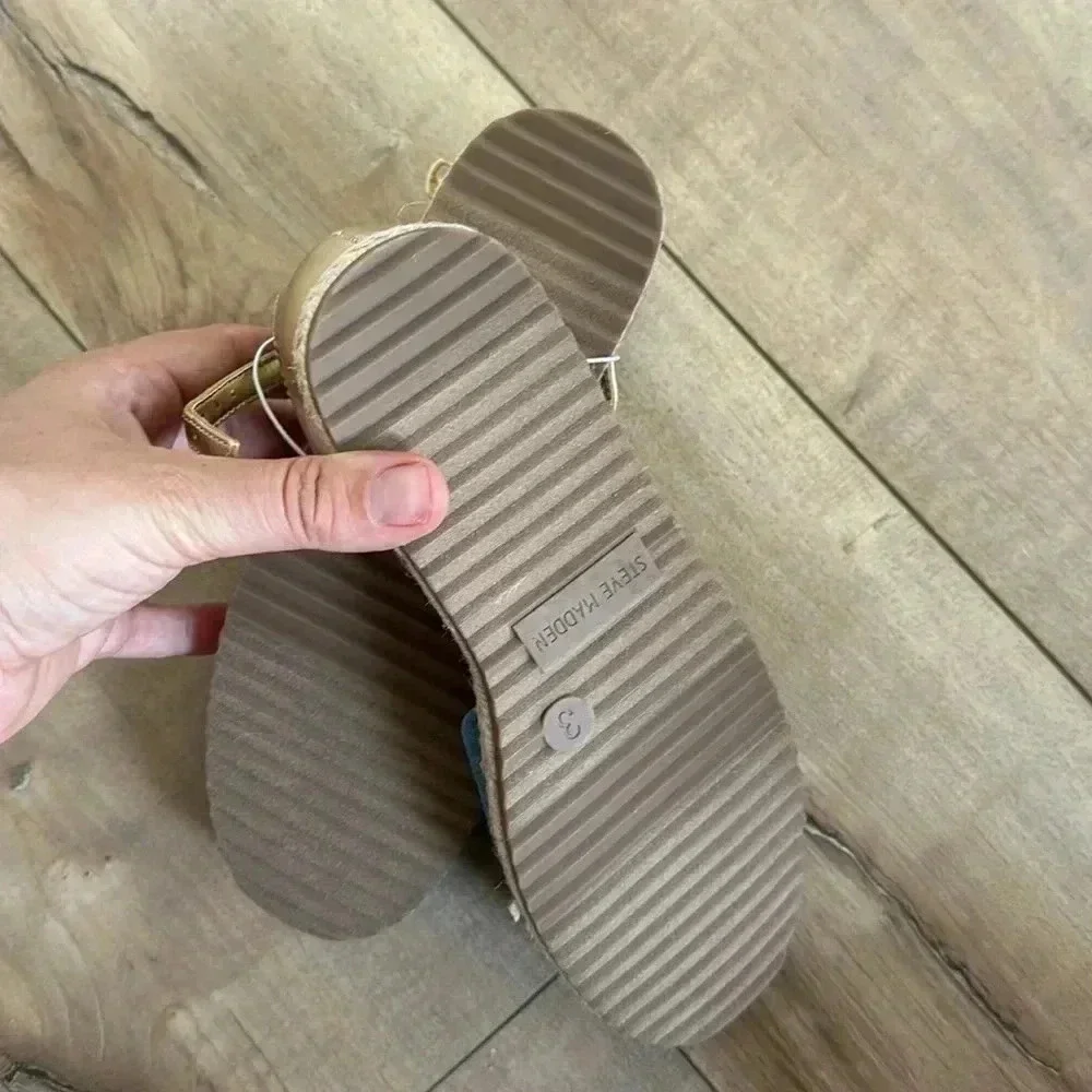 NEW Steve Madden Kids Girls Espadrilles Chambray Gold Sz 3